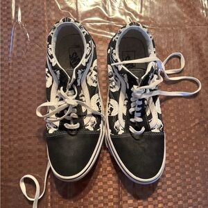 Vans Black and White Skull Pattern Sneakers